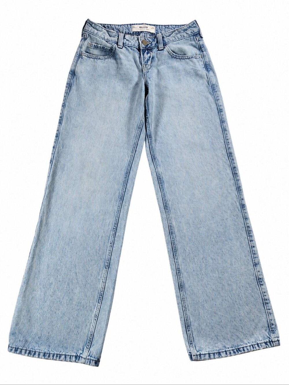 Hollister Ultra Low-Rise Baggy Jeans 00R W24 Light Wash Y2K Wide Leg